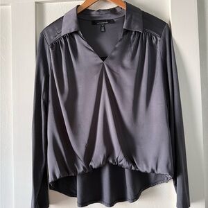 White House Black Market Charcoal Blouse